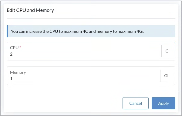 Edit CPU and Memory
